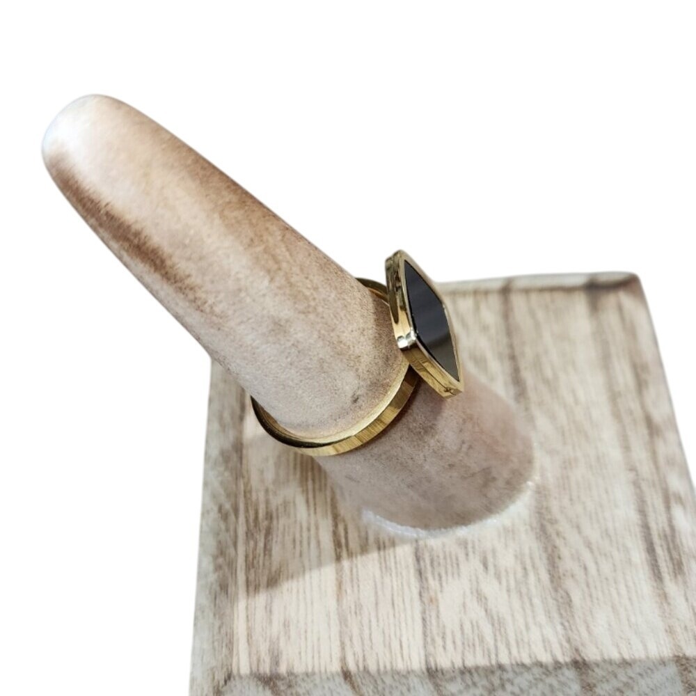 Modern Minimal 18K Gold Plated Stainless Steel Ebony Ring | Size 7 - Picture 6 of 8